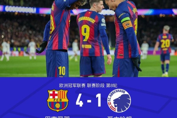 XbotGo丨巴萨4-1逆转哥本哈根，亚马尔传射，拉菲尼亚点射