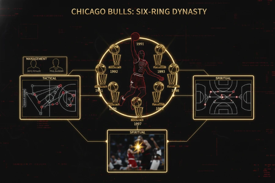 芝加哥公牛队六冠王时代全解析:乔丹王朝的战术策略与管理秘诀 芝加哥公牛队六冠王时代全解析:乔丹王朝的战术策略与管理秘诀