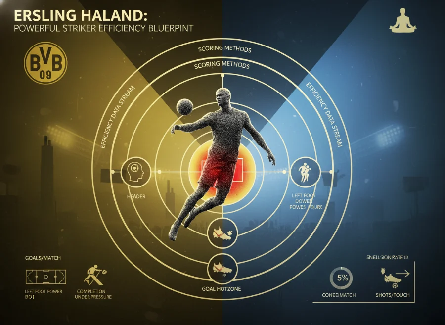 哈兰德进球效率研究：现代 9 号位的力量型杀手打法解析